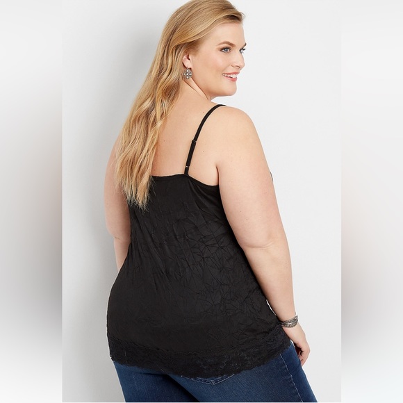 Solid Lace Trim Crinkle Cami - Picture 2 of 4